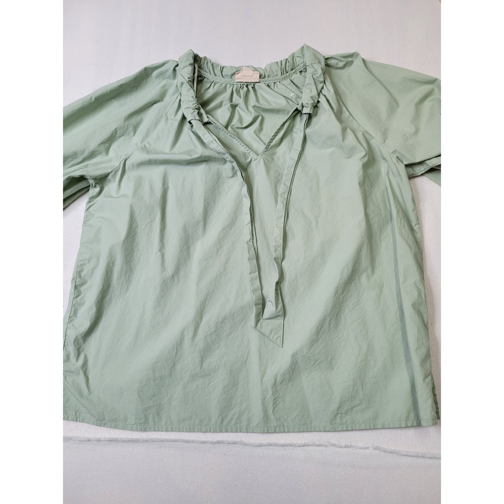 a.n.a a new approach Mint Green Ruffle Neck Pintuck Sleeve Blouse Small 1718